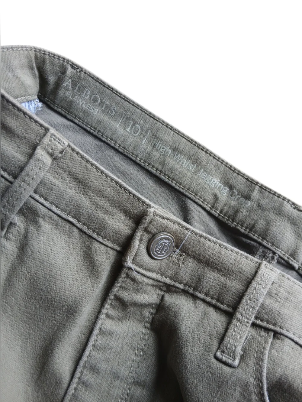 Talbots Size 10 Light Sage High Waist Jegging Crop Straight-Leg Jeans